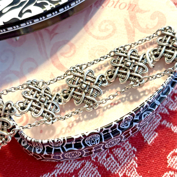 Brighton "La Scala" Ornate Silver Station Chain Bracelet dustbag & heart tin - Picture 1 of 5